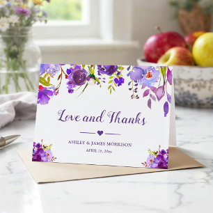 Ultra Violett Lila Blumige Hochzeits-Dankeschön Dankeskarte