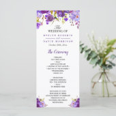 Ultra Violett Lila Blumige Hochzeitsprogramm Programm (Stehend Vorderseite)