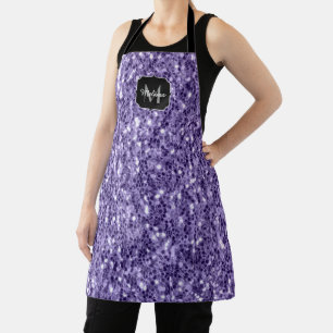 Ultra violett lila Glitter funkelt Monogramm Schürze