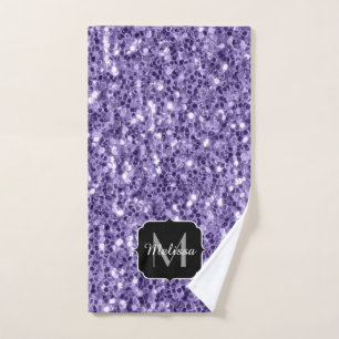 Ultra violett lila Glitter Funken Monogramm Badhandtuch Set