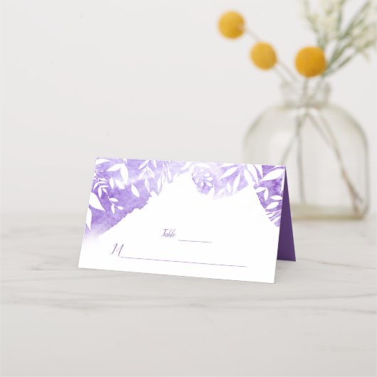 Ultra-Violett-Platzkarten mit weißem Leaf Platzkarte (Vorderseite)