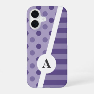 Ultra-Violett Polka-Punkt- und Streifenmuster iPhone 16 Hülle