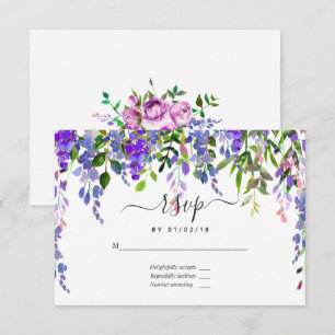 Ultra-Violett-Wasserfarben-Blüte RSVP Karte