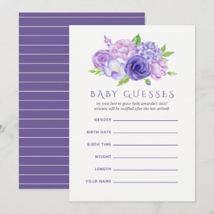 Ultra-Violett-Watercolor-Blumen-Baby-Shower-Ratspi Einladung