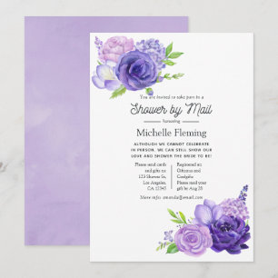 Ultra-Violette Aquarell-Blumen-Baby-Party per Post Einladung