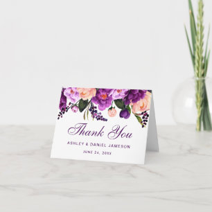 Ultra Violette Blumen-Hochzeits-Dankeskarten Dankeskarte