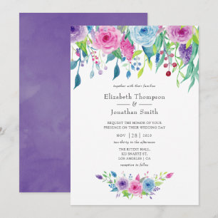 Ultra Violette Farbpalette Wasserfarbe Florale Hoc Einladung