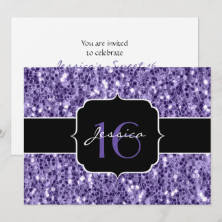 Ultra violette Glitzer Glitzern Sweet 16 laden ein Einladung