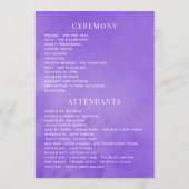 Ultra Violette Hochzeits-Wasserfarben-Blumen-Progr Programm (Rückseite)