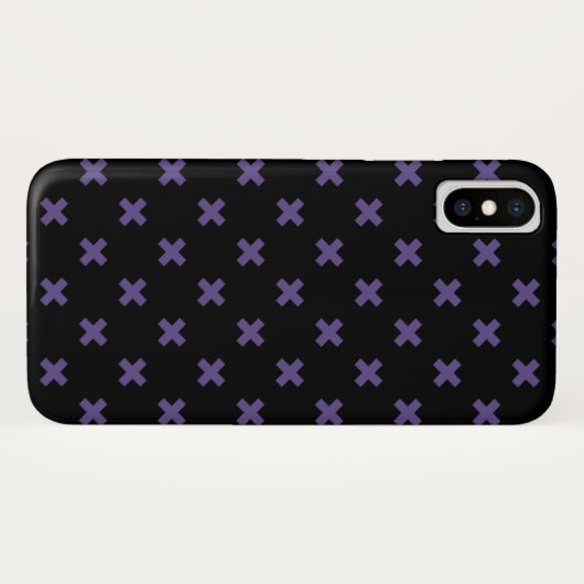 Ultra violette Kreuzstiche auf schwarz Case-Mate iPhone Hülle (Rückseite (Horizontal))