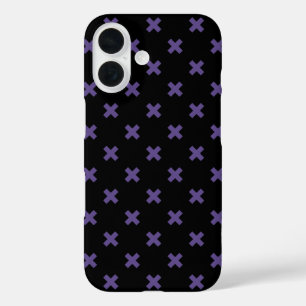 Ultra violette Kreuzstiche auf schwarz iPhone 16 Hülle