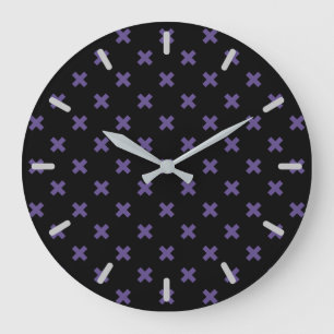 Ultra violette Kreuzstiche auf schwarz Große Wanduhr