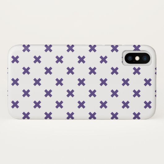 Ultra violette Kreuzstiche auf weiß Case-Mate iPhone Hülle (Rückseite (Horizontal))