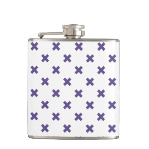 Ultra violette Kreuzstiche auf weiß Flachmann