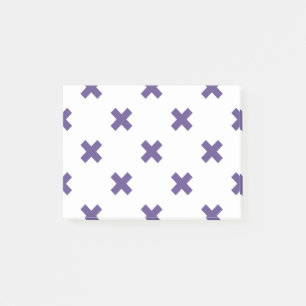 Ultra violette Kreuzstiche auf weiß Post-it Klebezettel