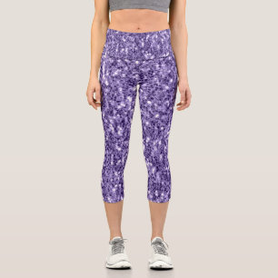 Ultra-violette lila Glitzer-Glitzern Capri Leggings