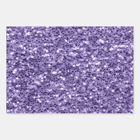 Ultra-violette lila Glitzer-Glitzern Geschenkpapier Set (Vorderseite)
