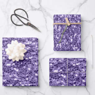 Ultra-violette lila Glitzer-Glitzern Geschenkpapier Set