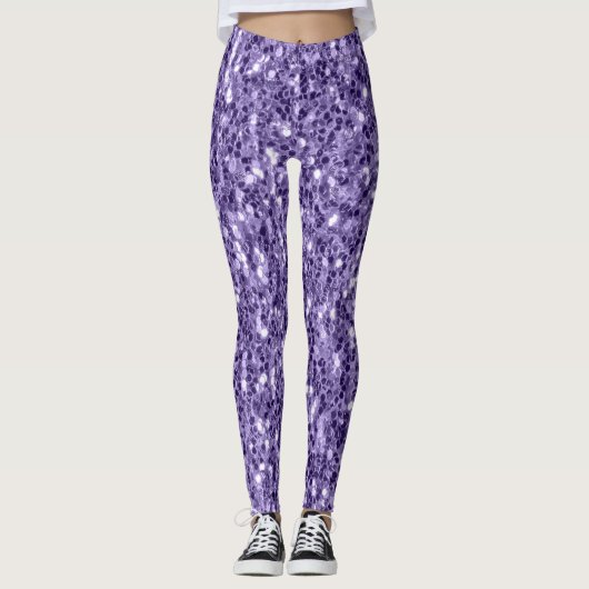 Ultra-violette lila Glitzer-Glitzern Leggings (Vorderseite)