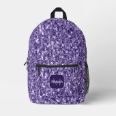 Ultra-violette lila-Glitzer-Glitzern Monogramm Bedruckter Rucksack (Vorderseite)