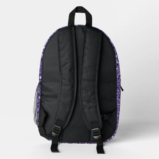 Ultra-violette lila-Glitzer-Glitzern Monogramm Bedruckter Rucksack (Rückseite)