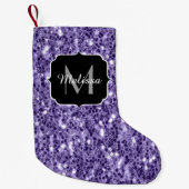 Ultra-violette lila-Glitzer-Glitzern Monogramm Kleiner Weihnachtsstrumpf (Vorderseite)