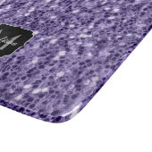 Ultra-violette lila-Glitzer-Glitzern Monogramm Schneidebrett (Ecke)