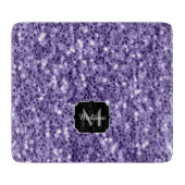 Ultra-violette lila-Glitzer-Glitzern Monogramm Schneidebrett (Vorderseite)