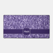 Ultra-violette lila-Glitzer-Glitzern Monogramm Schreibtischunterlage (Vorderseite)