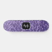 Ultra-violette lila-Glitzer-Glitzern Monogramm Skateboard (Horizontal)