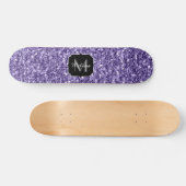 Ultra-violette lila-Glitzer-Glitzern Monogramm Skateboard (Horizontal)