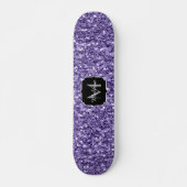 Ultra-violette lila-Glitzer-Glitzern Monogramm Skateboard (Vorne)