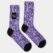 Ultra-violette lila-Glitzer-Glitzern Monogramm Socken (Rechts)
