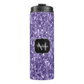 Ultra-violette lila-Glitzer-Glitzern Monogramm Thermosbecher (Vorderseite)