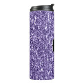 Ultra-violette lila-Glitzer-Glitzern Monogramm Thermosbecher (Nach links gedreht)