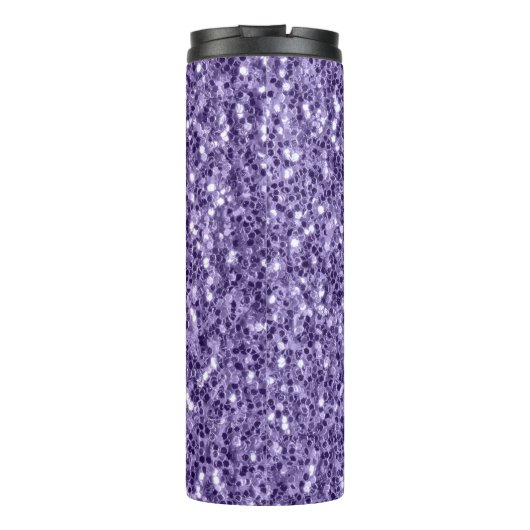 Ultra-violette lila-Glitzer-Glitzern Monogramm Thermosbecher (Rückseite)