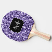 Ultra-violette lila-Glitzer-Glitzern Monogramm Tischtennis Schläger (Seitenansicht)