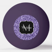 Ultra-violette lila-Glitzer-Glitzern Monogramm Tischtennisball (Vorderseite)