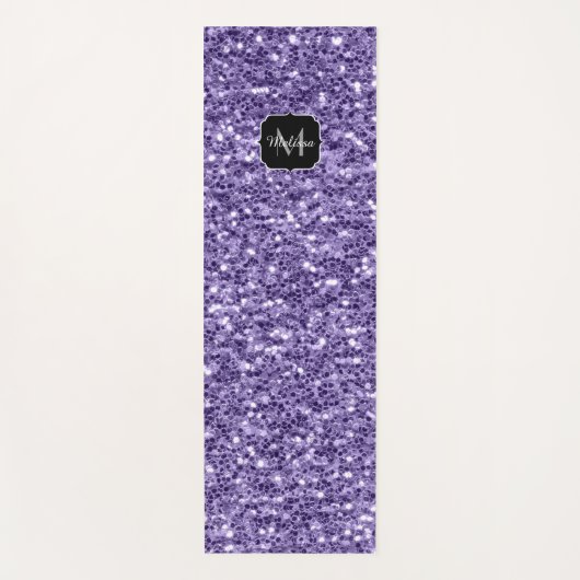Ultra-violette lila-Glitzer-Glitzern Monogramm Yogamatte (Vorderseite)