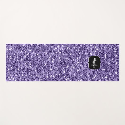 Ultra-violette lila-Glitzer-Glitzern Monogramm Yogamatte (Vorderseite (Horizontal))