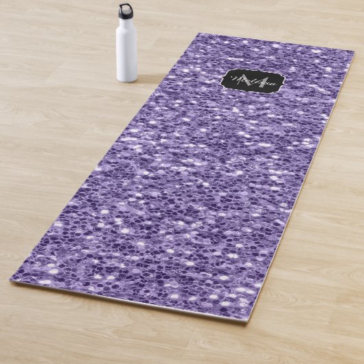 Ultra-violette lila-Glitzer-Glitzern Monogramm Yogamatte (Beispiel)