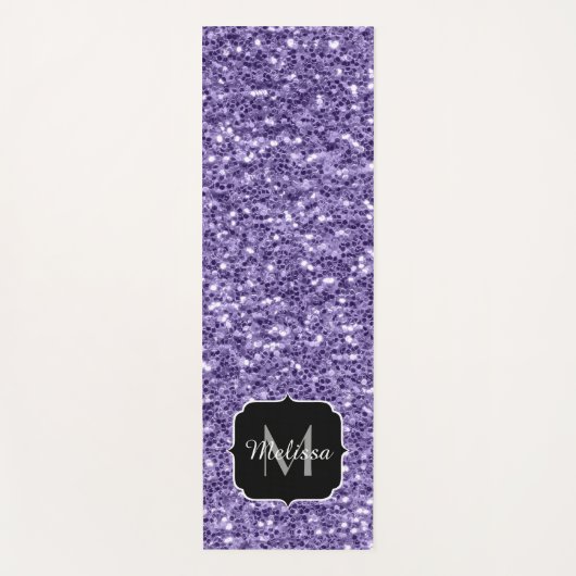Ultra-violette lila-Glitzer-Glitzern Monogramm Yogamatte (Vorderseite)