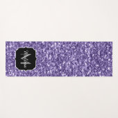 Ultra-violette lila-Glitzer-Glitzern Monogramm Yogamatte (Vorderseite (Horizontal))