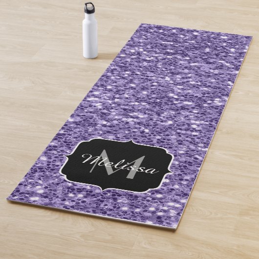 Ultra-violette lila-Glitzer-Glitzern Monogramm Yogamatte (Beispiel)