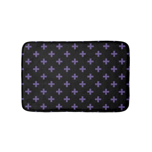 Ultra violette Polka kreuzt schwarz Badematte (Vorderseite)