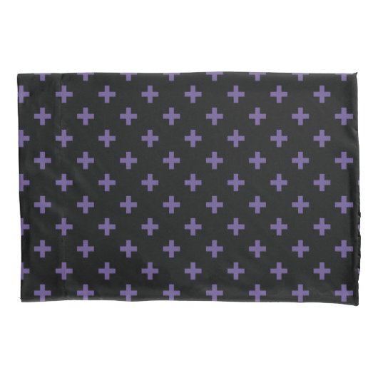 Ultra violette Polka kreuzt schwarz Kissenbezug (Vorderseite)