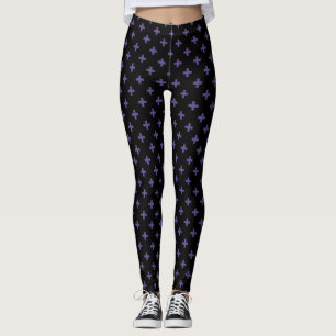 Ultra violette Polka kreuzt schwarz Leggings