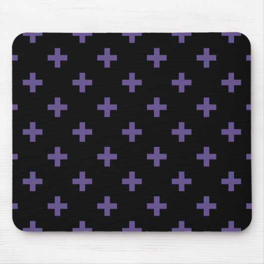 Ultra violette Polka kreuzt schwarz Mousepad (Vorne)