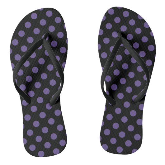 Ultra violette Polka Punkte auf schwarz Badesandalen (Fußbett)