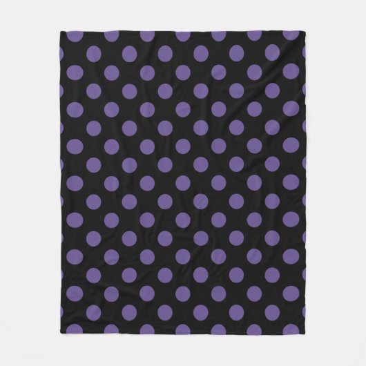 Ultra violette Polka Punkte auf schwarz Fleecedecke (Vorderseite)